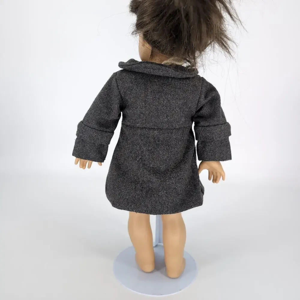 Unbranded Gray Grey Button Down Doll Long Sleeve Winter Coat for 18